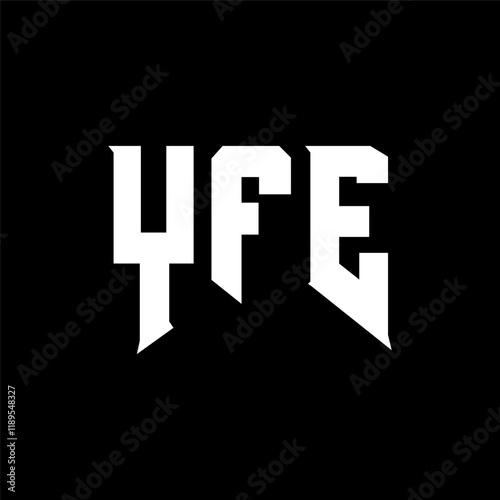 YFE letter logo design for technology company. YFE logo design black and white color combination. YFE logo, YFE vector, YFE design, YFE icon, YFE alphabet. YFE typography logo design.