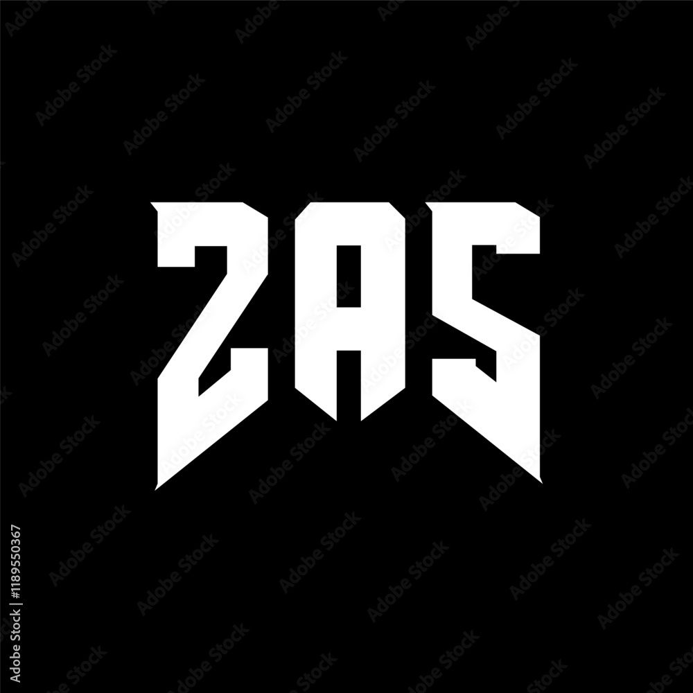 Fototapeta premium ZAS letter logo design for technology company. ZAS logo design black and white color combination. ZAS logo, ZAS vector, ZAS design, ZAS icon, ZAS alphabet. ZAS typography logo design.