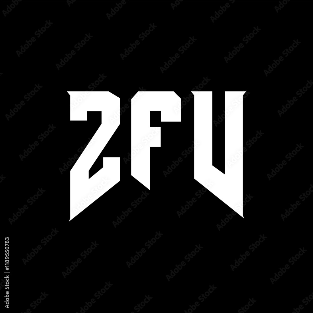 Fototapeta premium ZFV letter logo design for technology company. ZFV logo design black and white color combination. ZFV logo, ZFV vector, ZFV design, ZFV icon, ZFV alphabet. ZFV typography logo design.