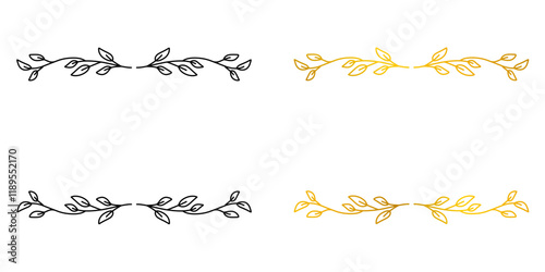 Aesthetic black and gold leaves text frames