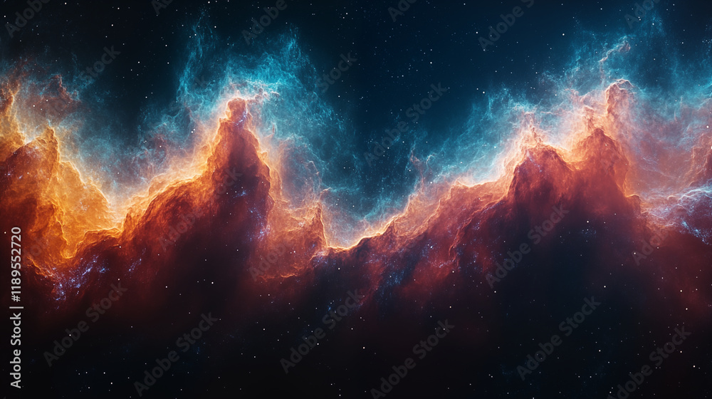 Fototapeta premium Cosmic nebula glowing with vibrant colors against dark space, celestial wonder concept