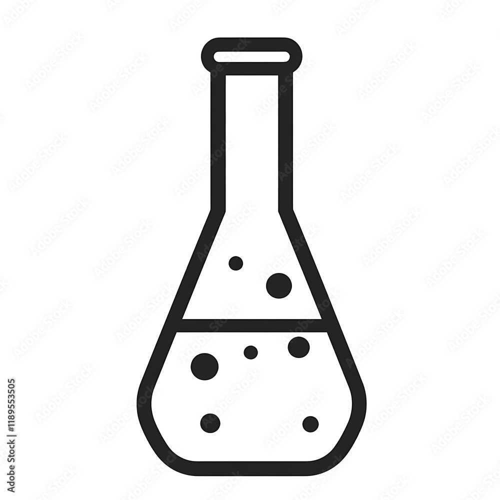 Erlenmeyer Flask Containing Bubbling Liquid Solution Erlenmeyer Flask Containing Bubbling Liquid Solution