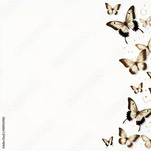 Butterflies on white background