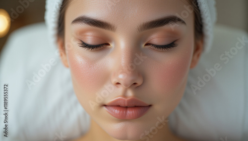 Woman in spa enjoying tranquility and relaxation in a peaceful environment. Top quality spa service photo