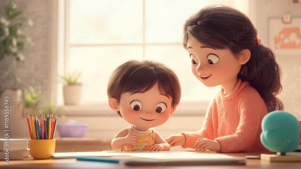 Two young children smiling while holding a puzzle piece, symbolizing autism awareness, friendship, and connection, conceptual illustration. Two young children smiling while holding a puzzle piece, symbolizing autism awareness, friendship, and connection, conceptual illustration.