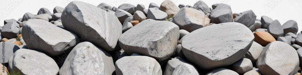 Large grey granite boulders isolated on a clean white background , #granite, #naturalstone