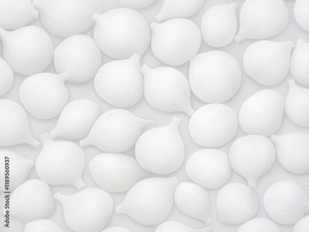 Detailed Gathering of White Garlic Bulbs in Layers Detailed Gathering of White Garlic Bulbs in Layers