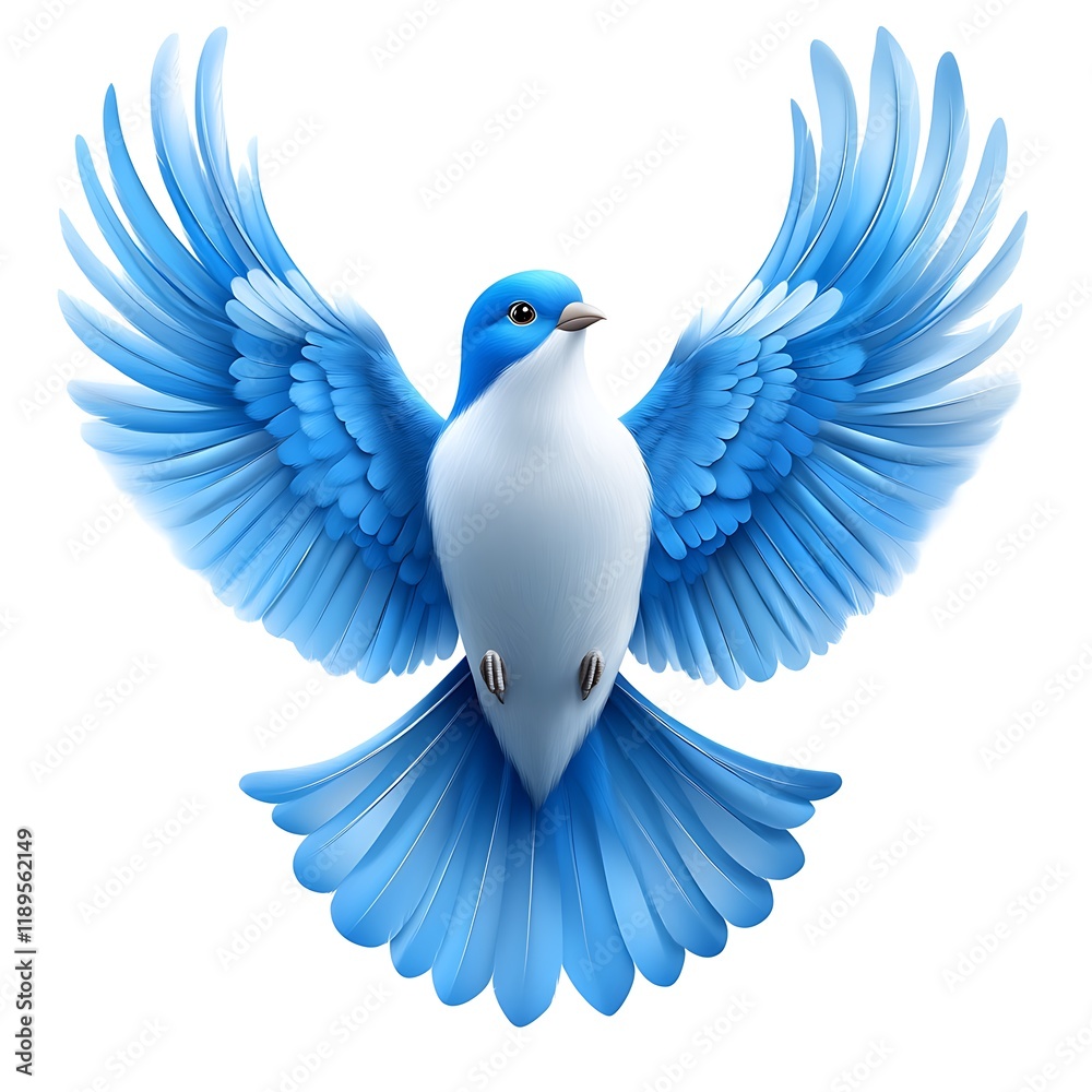 Obraz premium Blue Bird Soaring With Wings Spread Wide Open