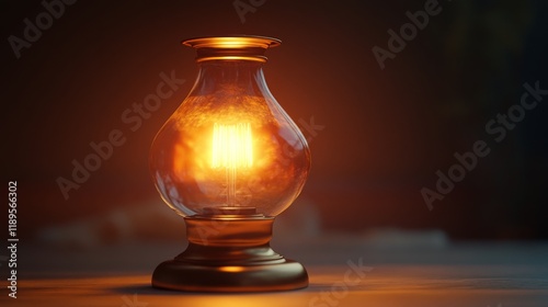 Ornate oil lamp illuminating a warm, soft background in a serene environment