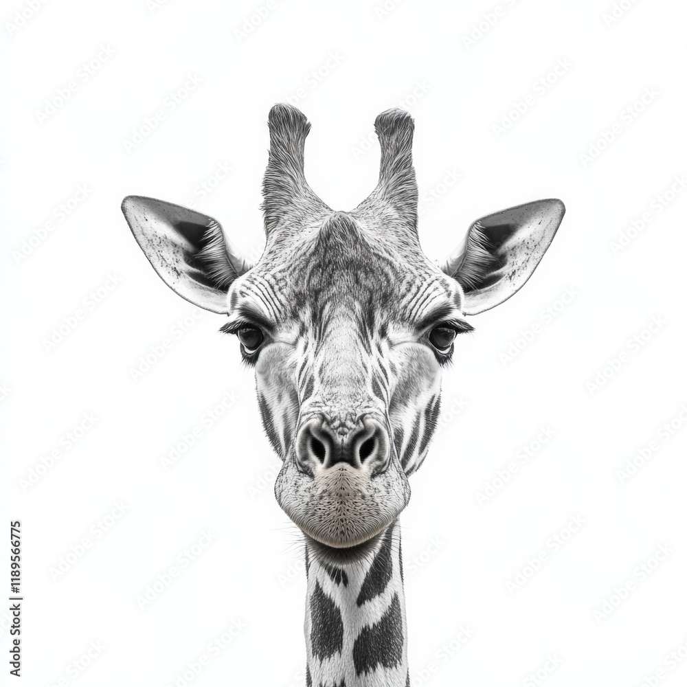 Obraz premium close up portrait of a giraffe on a white background