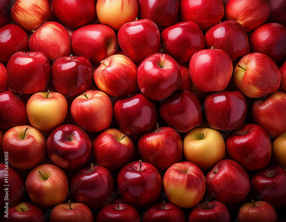 A neat background of stacked red apples, symbolizing health and abundance in a vibrant display. A neat background of stacked red apples, symbolizing health and abundance in a vibrant display.