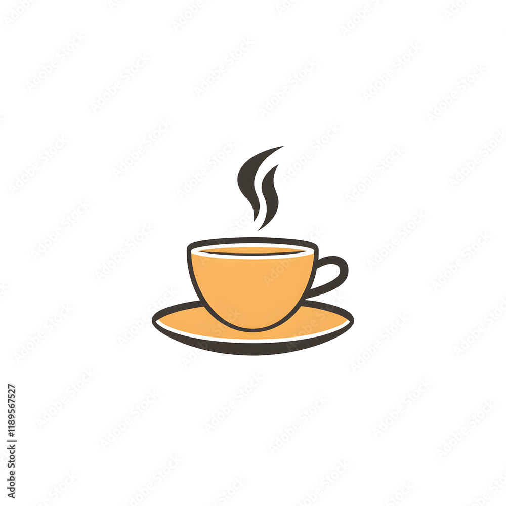 Modern Minimal Espresso Cup Icon on White Background