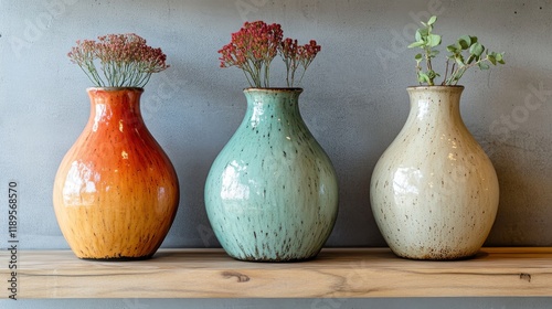 Elegant wooden vases showcasing minimalist design with decorative flowers pla...