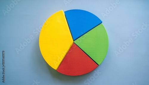 Pie chart with different colors representing market share, with each sector shown proportionately in size photo