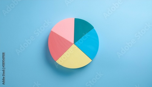 Pie chart with different colors representing market share, with each sector shown proportionately in size photo