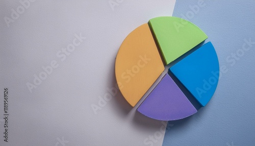 Pie chart with different colors representing market share, with each sector shown proportionately in size photo