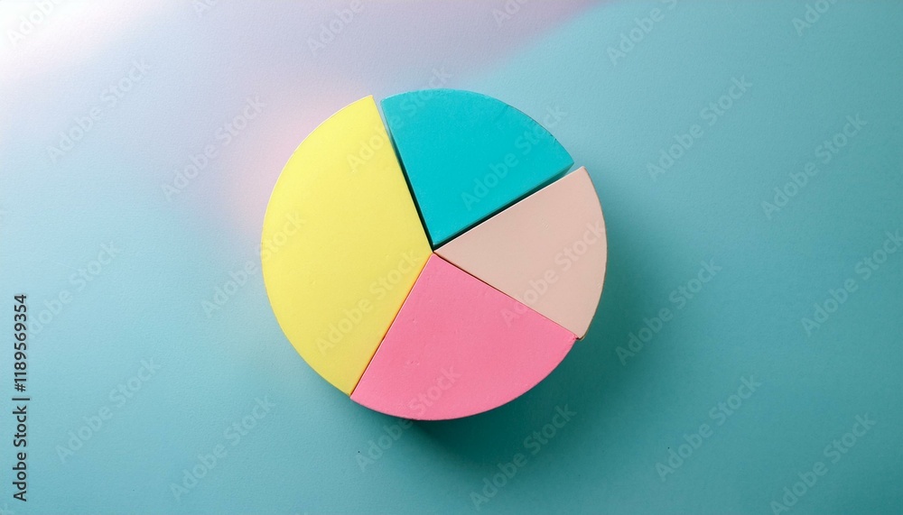 Fototapeta premium Pie chart with different colors representing market share, with each sector shown proportionately in size
