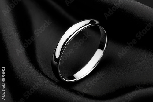 Silver Wedding Band on Black Satin
