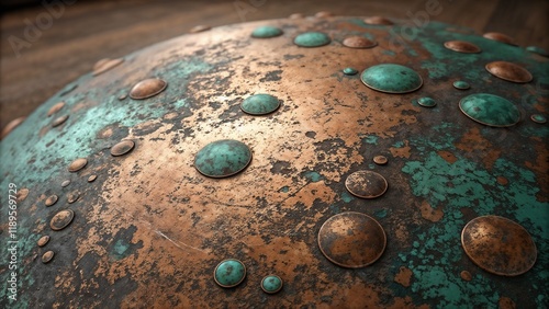 Rusty and weathered metal surface with patina details
