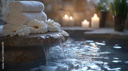 Relaxing spa retreat with warm water and soft towels in tranquil indoor setting