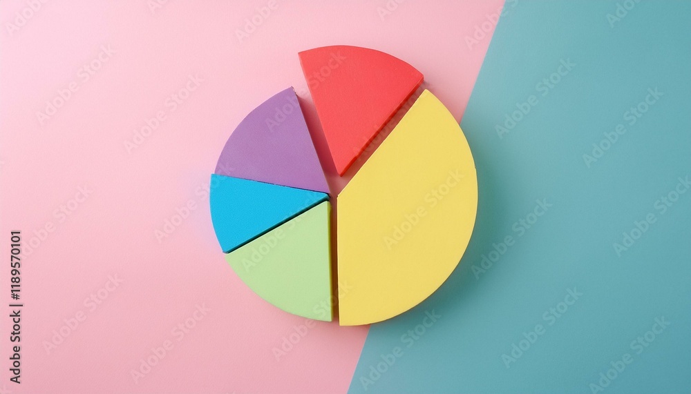 Fototapeta premium Pie chart with different colors representing market share, with each sector shown proportionately in size