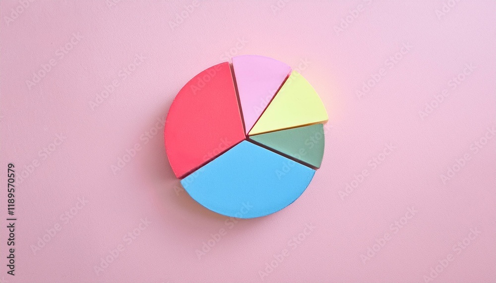 Fototapeta premium Pie chart with different colors representing market share, with each sector shown proportionately in size