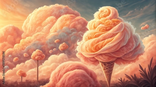 Cotton candy clouds in a dreamy pastel sky