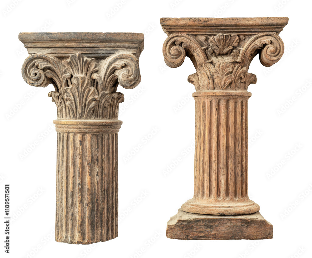 Exquisite Antique Wooden Columns, Architectural Elegance , isolated on white background PNG Exquisite Antique Wooden Columns, Architectural Elegance , isolated on white background PNG