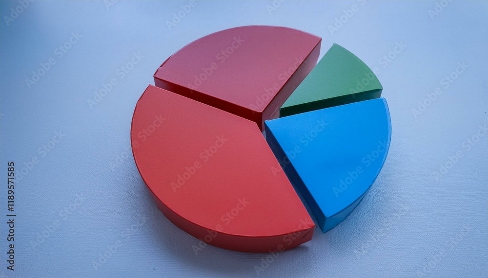 Fototapeta premium Pie chart with different colors representing market share, with each sector shown proportionately in size