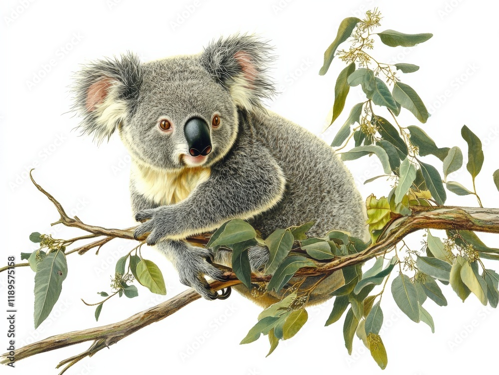 Fototapeta premium a koala sitting on a tree branch