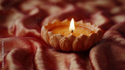 Warm candlelight flickers on soft fabric in a tranquil setting during evening...