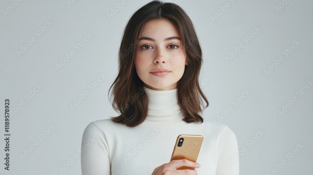 woman with mobile phone in studio woman with mobile phone in studio
