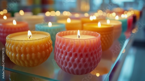 Warm glow from decorative candles illuminating a serene setting in the evening