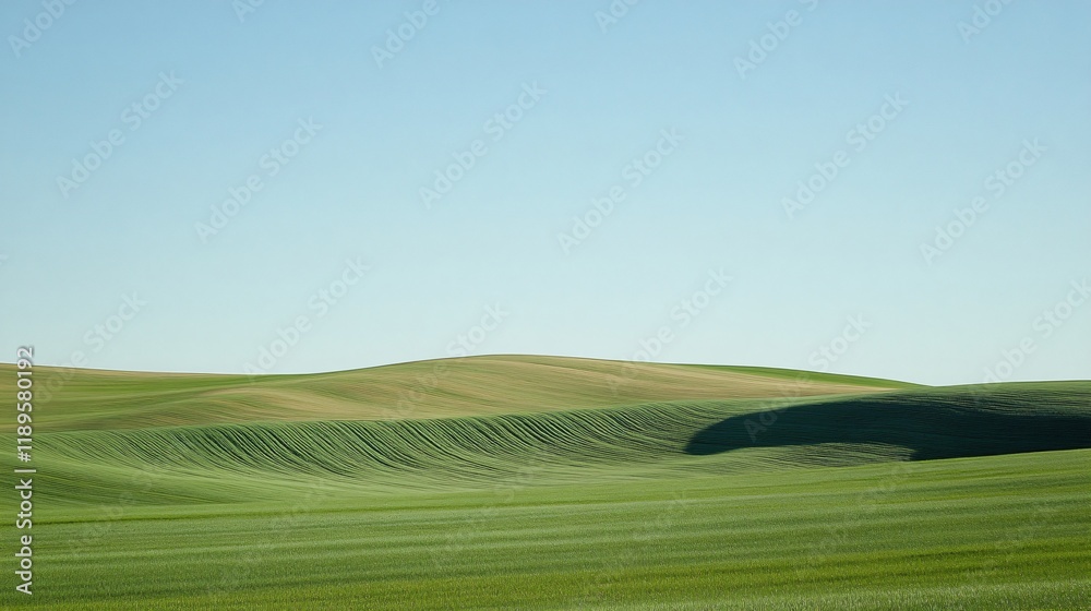 Serene Rolling Hills Landscape Green Field Farmland Serene Rolling Hills Landscape Green Field Farmland
