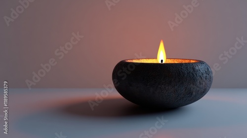 Warm light from a handmade clay bowl candle illuminating a serene setting