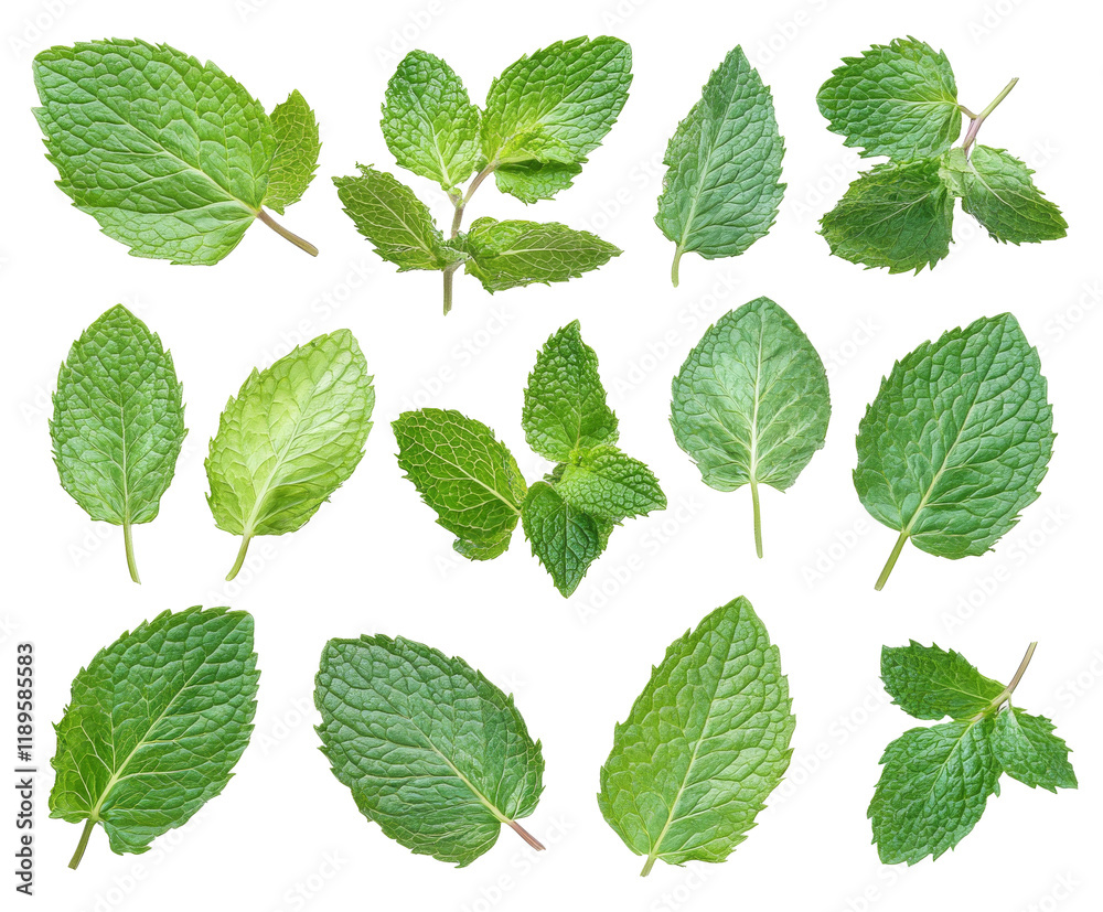 Fresh Mint Leaves - Vibrant Green Herb for Cooking and Tea , isolated on white background PNG Fresh Mint Leaves - Vibrant Green Herb for Cooking and Tea , isolated on white background PNG