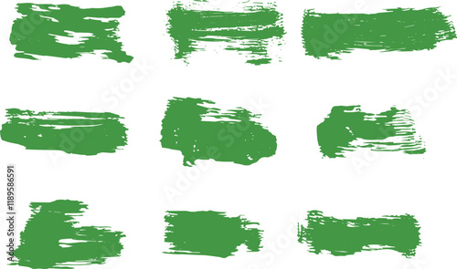 Set of grunge textures, brushes, spots, blots in green color.eps