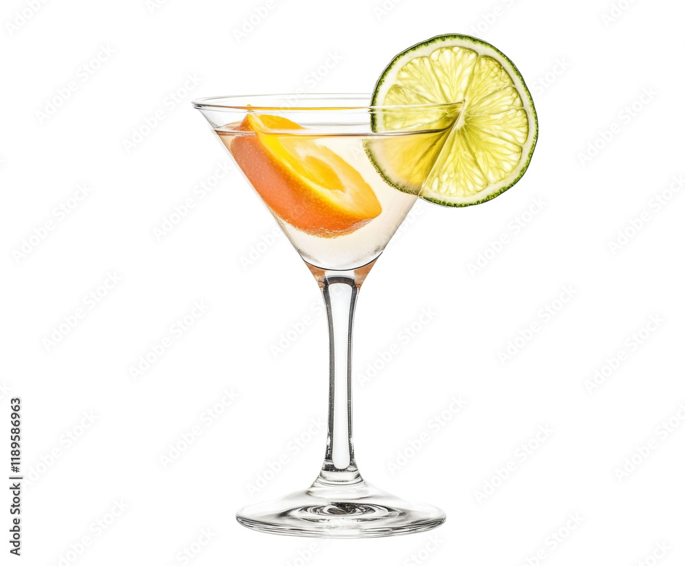 Elegant Citrus Martini: A Refreshing Cocktail with Orange and Lime , isolated on white background PNG Elegant Citrus Martini: A Refreshing Cocktail with Orange and Lime , isolated on white background PNG