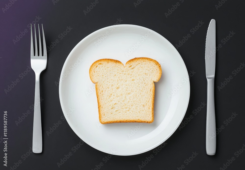 A modest meal during Lent consisting of a slice of bread on a plate and a glass of water A modest meal during Lent consisting of a slice of bread on a plate and a glass of water