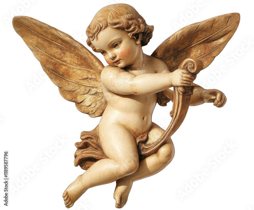 Exquisite Cherubic Sculpture: A Timeless Religious Masterpiece , isolated on white background PNG