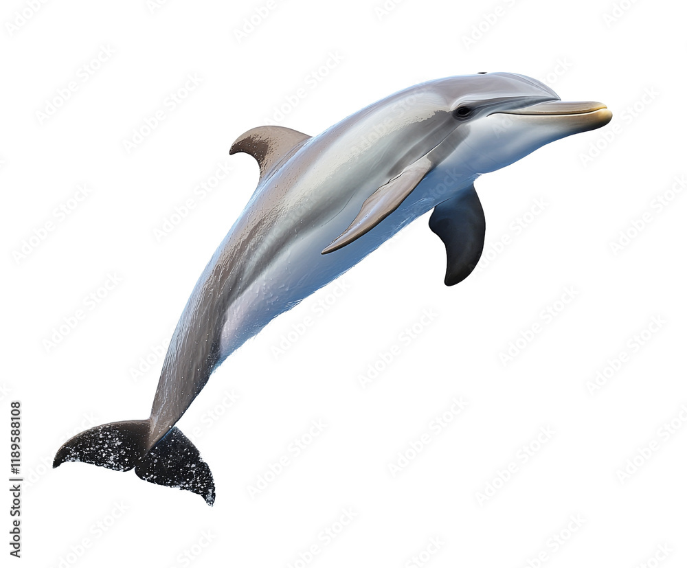 Fototapeta premium Majestic Dolphin Leaping in the Ocean Waters, A Stunning Aquatic Creature , isolated on white background PNG