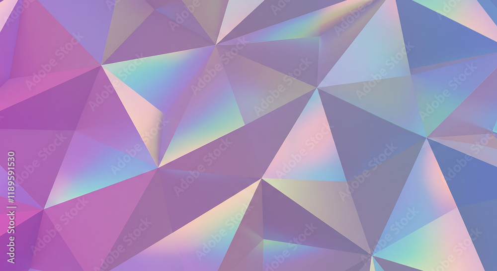 Abstract iridescent holographic polygon geometric background Pastel purple pink and blue low poly Abstract iridescent holographic polygon geometric background Pastel purple pink and blue low poly