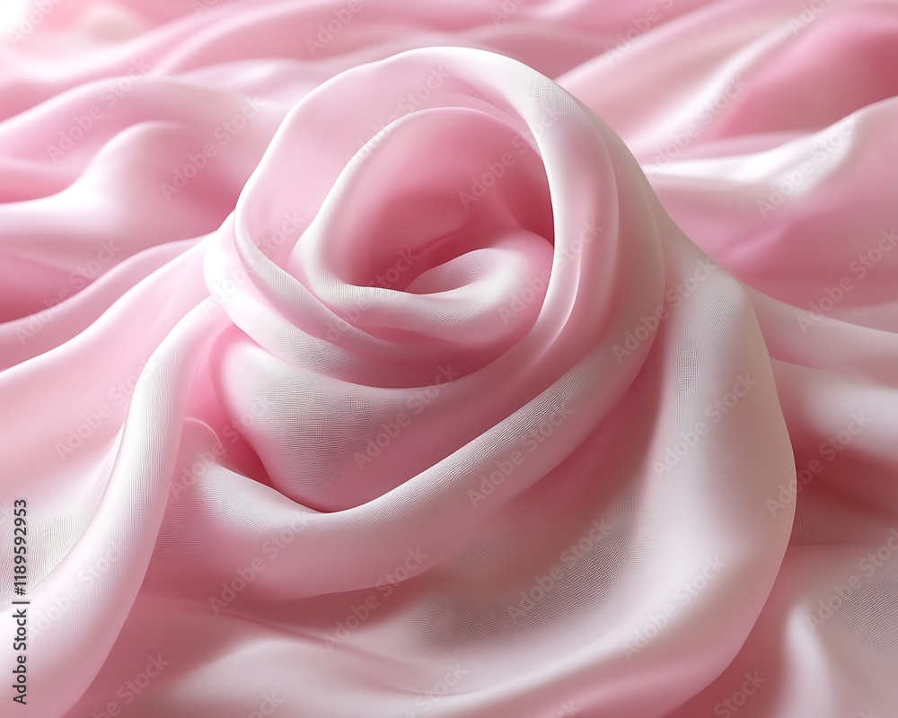 Soft pink silk fabric swirled into a rose-like shape. Soft pink silk fabric swirled into a rose-like shape.