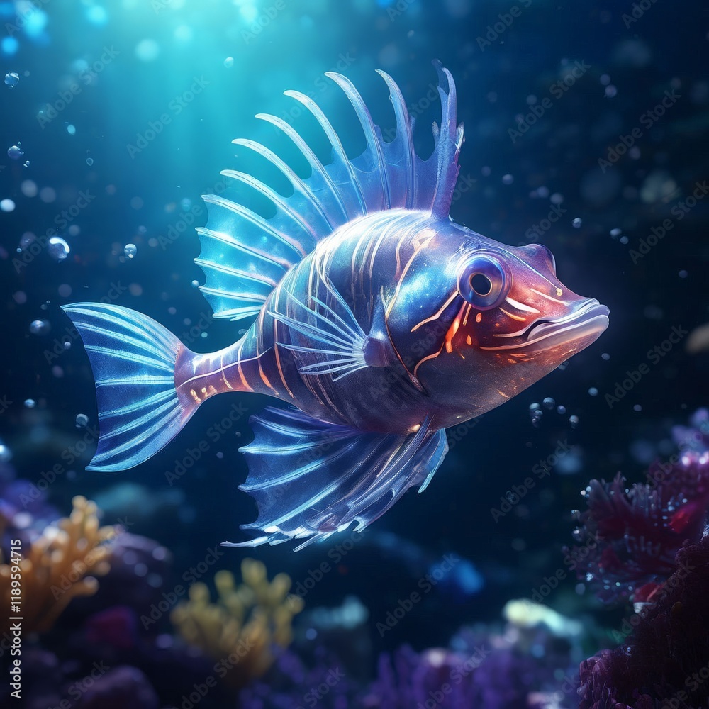 Fototapeta premium 3d illustration of a beautiful red fish with black background