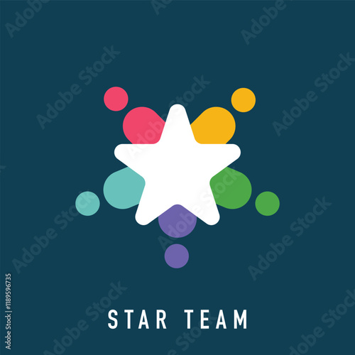 Unique star team meeting logo design. Unity and leadership style. vector flat style.