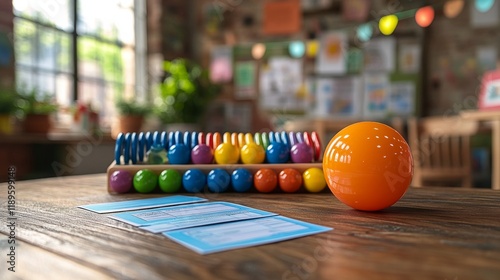 Playful learning environment with educational toys and colorful materials in ...