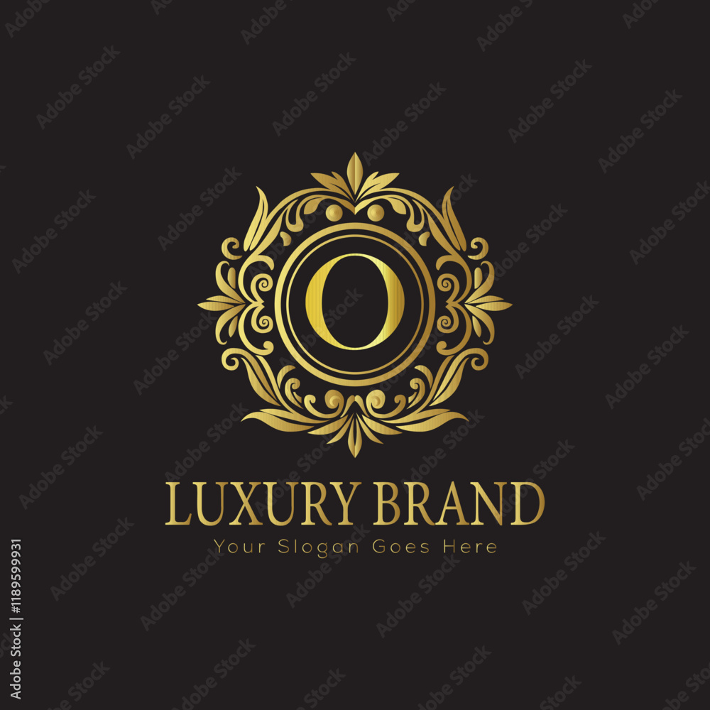 Fototapeta premium Luxury Ornate Letter Logo with Floral Frame 