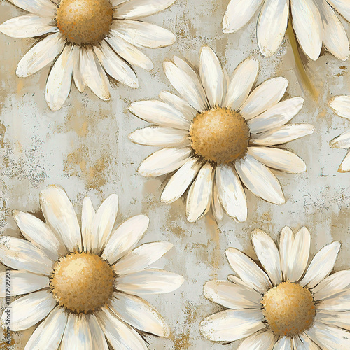 Rustic Elegance: Grunge Daisy Pattern