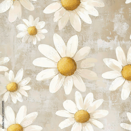 Rustic Elegance: Grunge Daisy Pattern