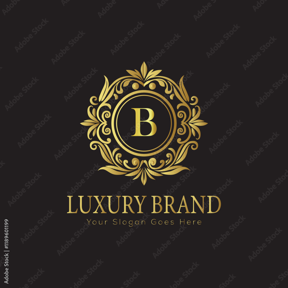 Fototapeta premium Luxury Ornate Letter Logo with Floral Frame 